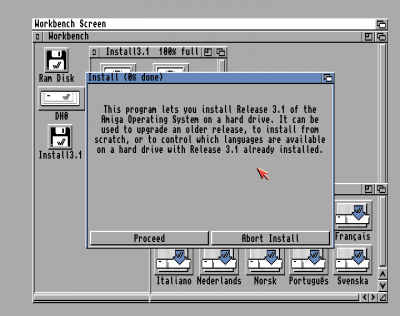 Workbench 3.1 installation on the DH0: hard disk